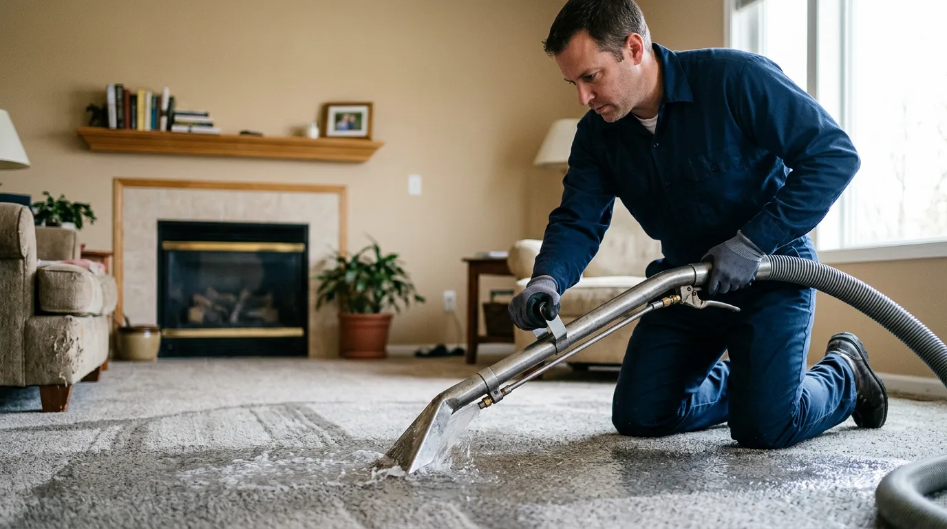 Water damage restoration technician working near Kilmarnock, VA